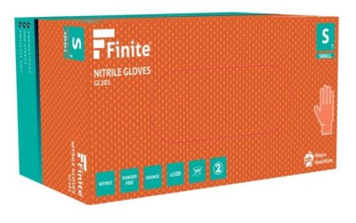 Finite Orange Nitrile Grip & Powdered Disposable Gloves